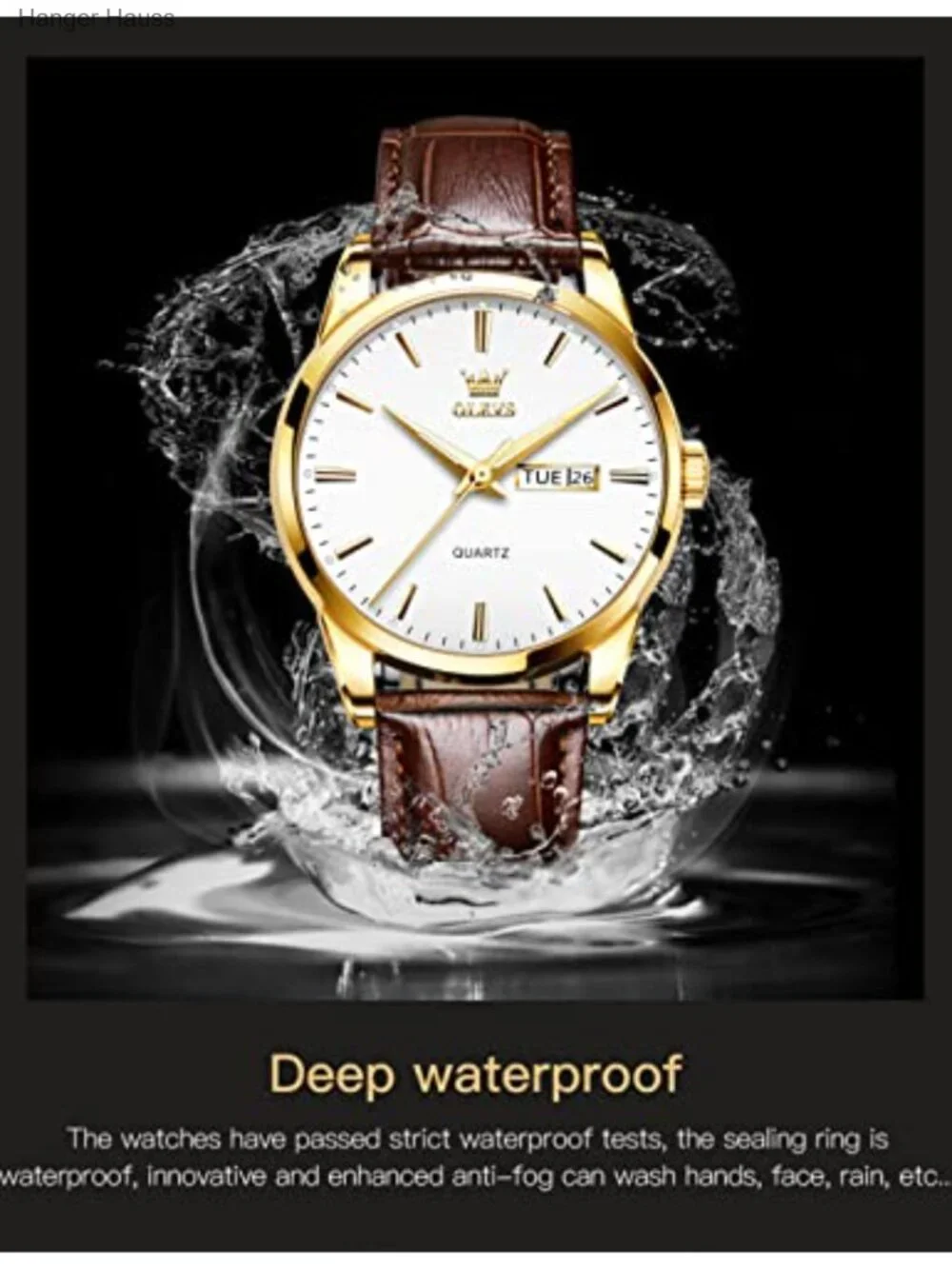Men's Leather Casual Watch Quartz Waterproof Easy to Read